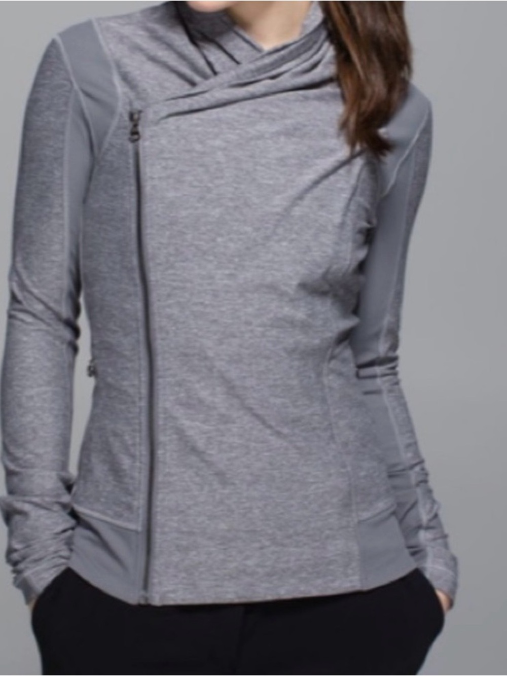 lululemon bhakti yoga jacket asymmetrical with buttons and zipper
